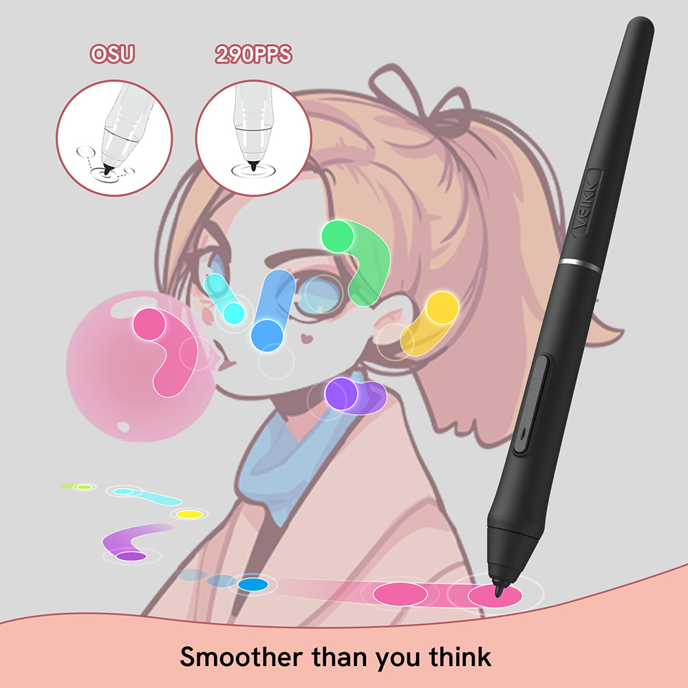 VEIKK VK640 Pen Tablet 6x4'' Active Area Battery-Free Pen Support with Windows Android Mac for Drawing & Game OSU