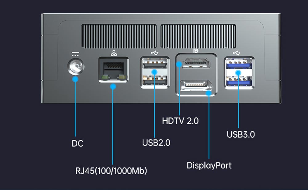 T-bao MN27 AMD Ryzen™ 7 2700U 4 Cores 8 Threads 8GB RAM DDR4 Windows 10 Mini PC RJ45 Up to 1000M WiFi BT