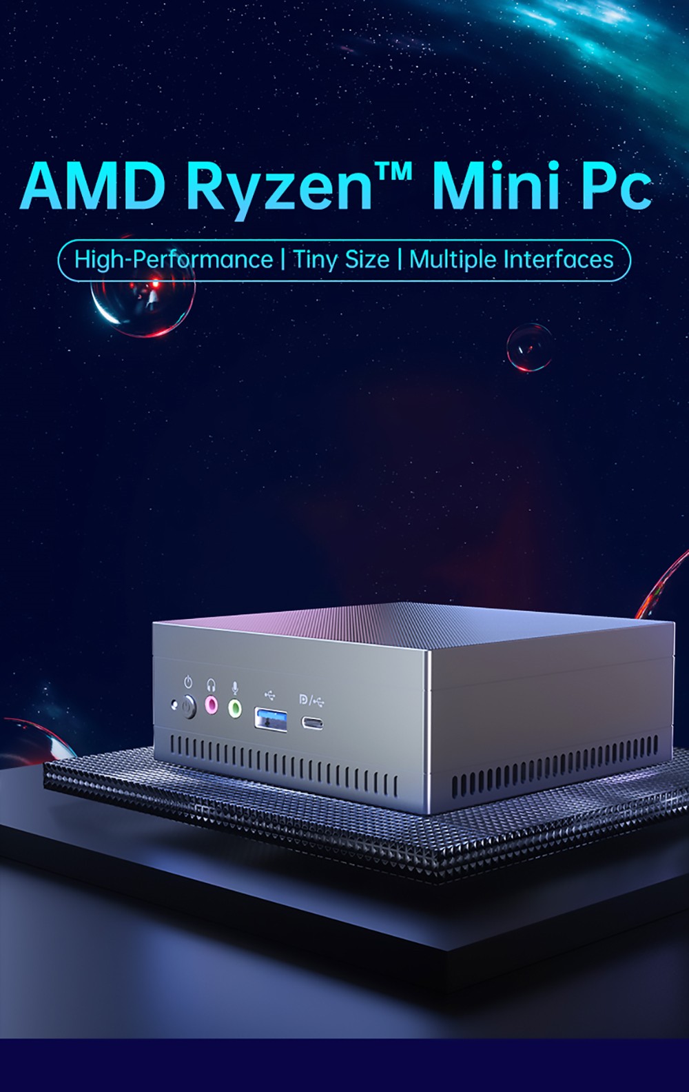 T-bao MN27 AMD Ryzen™ 7 2700U 4 Cores 8 Threads 16GB RAM DDR4 512GB ROM Windows 10 Mini PC RJ45 Up to 1000M WiFi Bluetooth