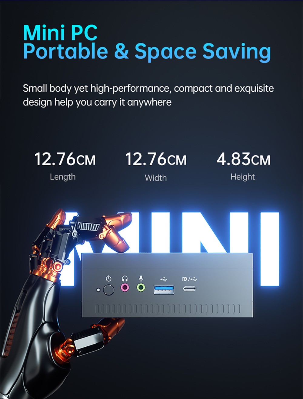 T-bao MN27 AMD Ryzen™ 7 2700U 4 Cores 8 Threads 16GB RAM DDR4 512GB ROM Windows 10 Mini PC RJ45 Up to 1000M WiFi Bluetooth