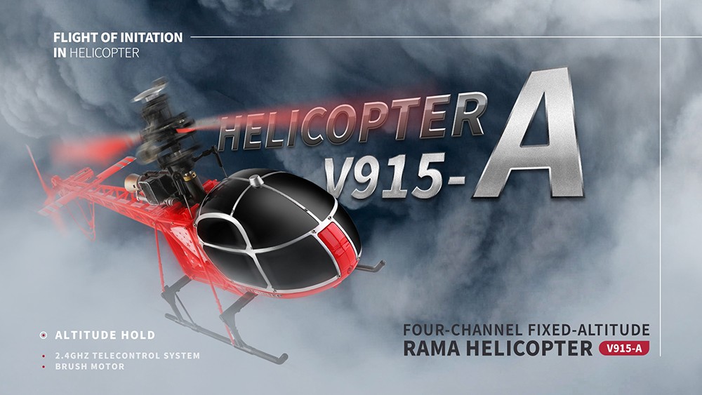 Wltoys XK V915-A 2.4G 4CH RC Helicopter Altitude Hold Flybarless RTF - Three Batteries