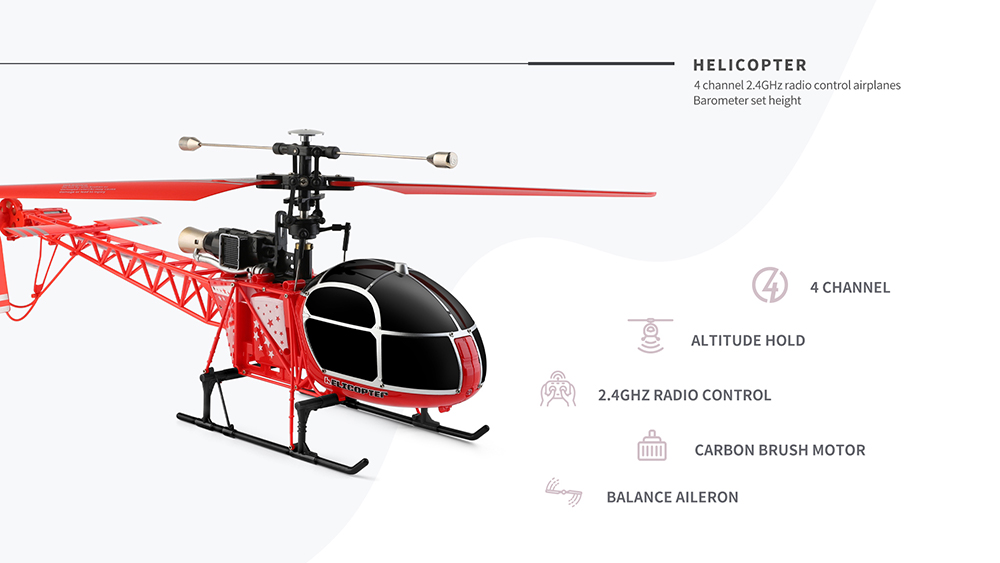 Wltoys XK V915-A 2.4G 4CH RC Helicopter Altitude Hold Flybarless RTF - 2 Batteries