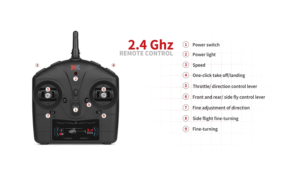 Wltoys XK V915-A 2.4G 4CH RC Helicopter Altitude Hold Flybarless RTF - 2 Batteries