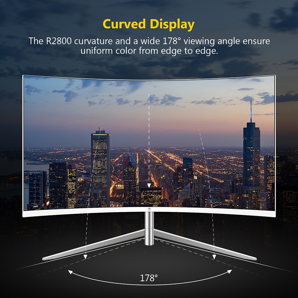 Z-Edge U24C Monitor 24'' Full HD 1080P Display, 1920*1080 LED Monitor 178 Degree Wide Angel View 75Hz Refresh Rate