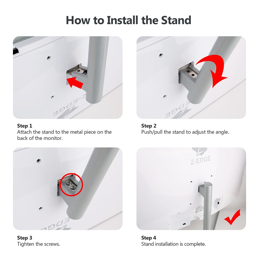 Z-Edge U24C Monitor 24'' Full HD 1080P Display, 1920*1080 LED Monitor 178 Degree Wide Angel View 75Hz Refresh Rate