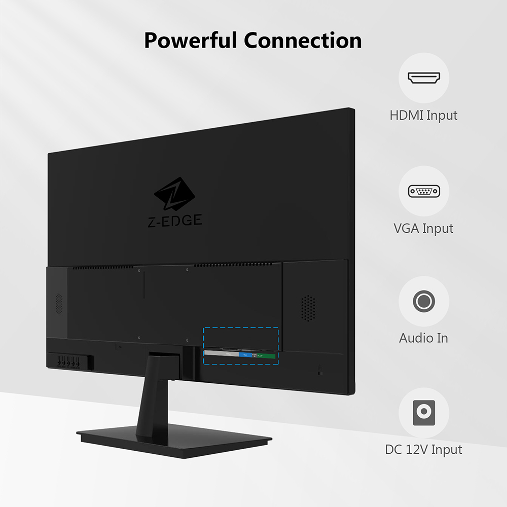 Z-Edge U24I Monitor 24'' Full HD 1080P Display, 1920*1080 LED Monitor 178 Degree Wide Angel View Eye-Care Tech