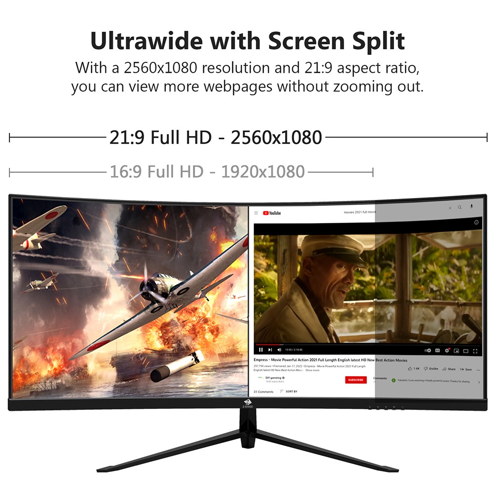 Z-Edge UG30 30'' Curved LED Gaming Monitor 21:9 2560x1080 Ultra Wide 200Hz Refresh Rate R1500 Curvature MPRT 1ms FPS-RTS