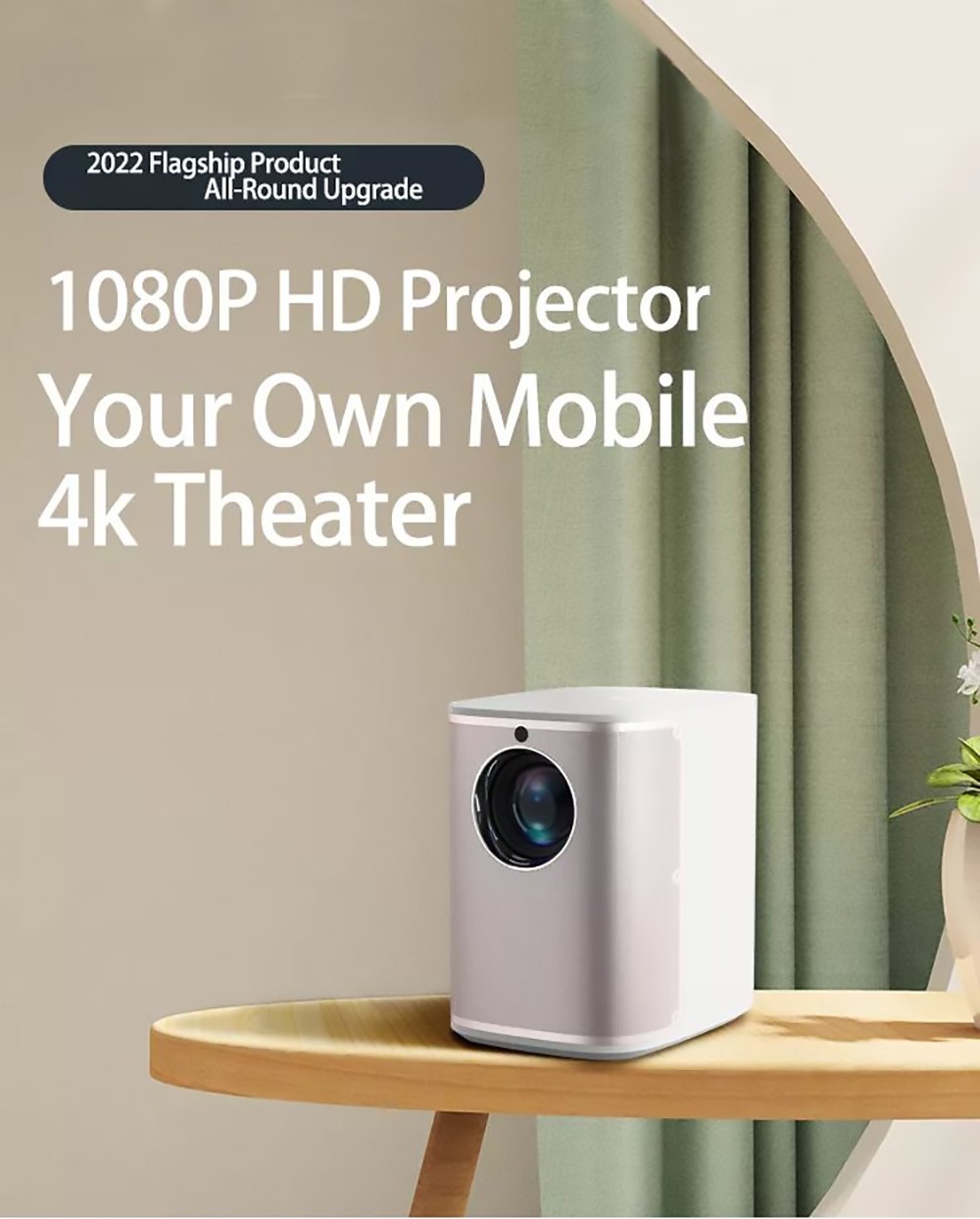 ZZV K1 LCD Projector 600ANSI Lumens 1080P Native Resolution Android 9.0 2+16GB Support 4K HDR - Grey