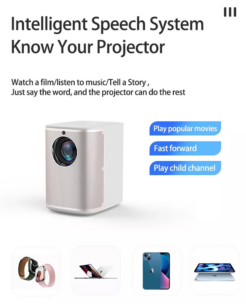 ZZV K1 LCD Projector 600ANSI Lumens 1080P Native Resolution Android 9.0 2+16GB Support 4K HDR - Grey