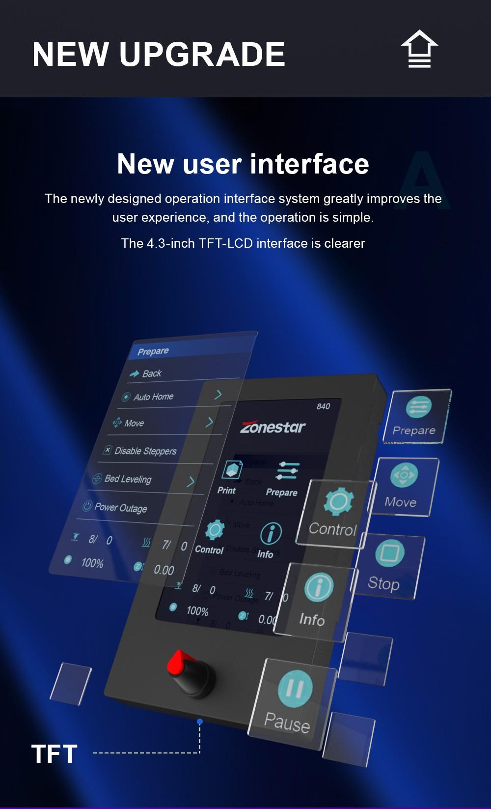 Zonestar Z9V5 MK3 4 Extruders 3D Printer, 4 Color Mixing, Auto Leveling, 32 Bit Mainboard, Magnetic Bed, Resume Printing, TFT-LCD, 300*300*400mm 11 Zonestar Z9V5 MK3 3D Printer Auto Leveling Adjustable 4 Extruder Design Mix-Color Printing Resume Printing