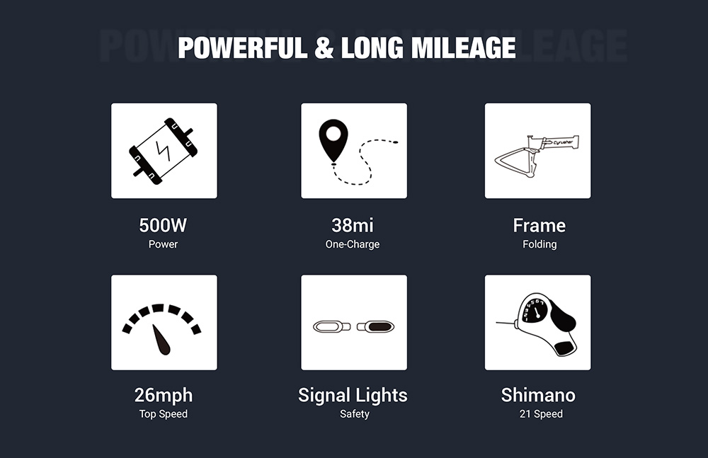 Cyrusher XF770 Folding Electric Bike 500W 48V 10 Ah Hidden Battery 7 Speed Mountain E-bike - Green