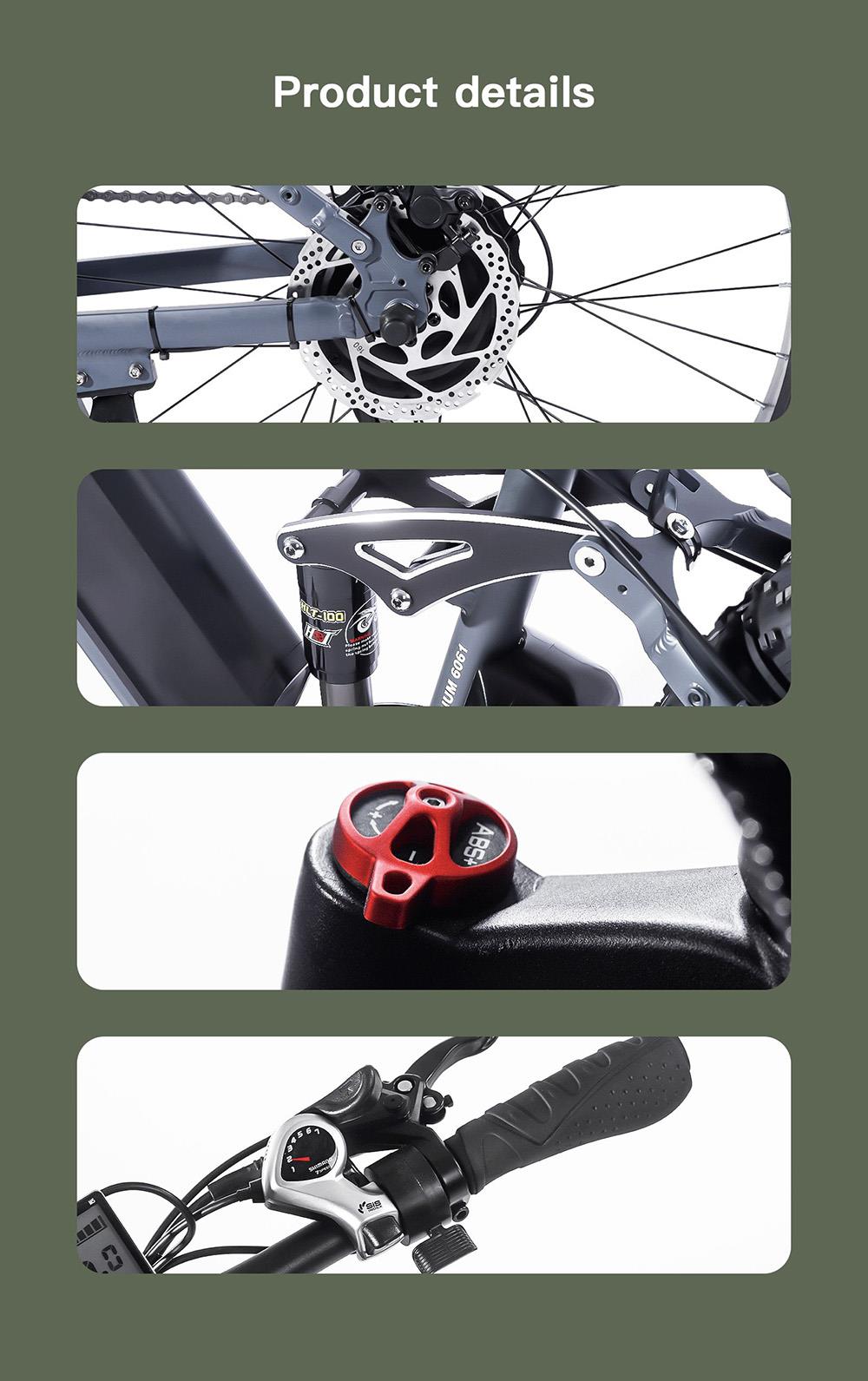 Bezior XF900 12.5Ah 48V 750W 26 Inch 45Km/h Electric Bike Max Load 120kg - Black 14 Bezior XF900 12.5Ah 48V 500W 26 Inch 45Km/h electric BIKE Max Load 120kg