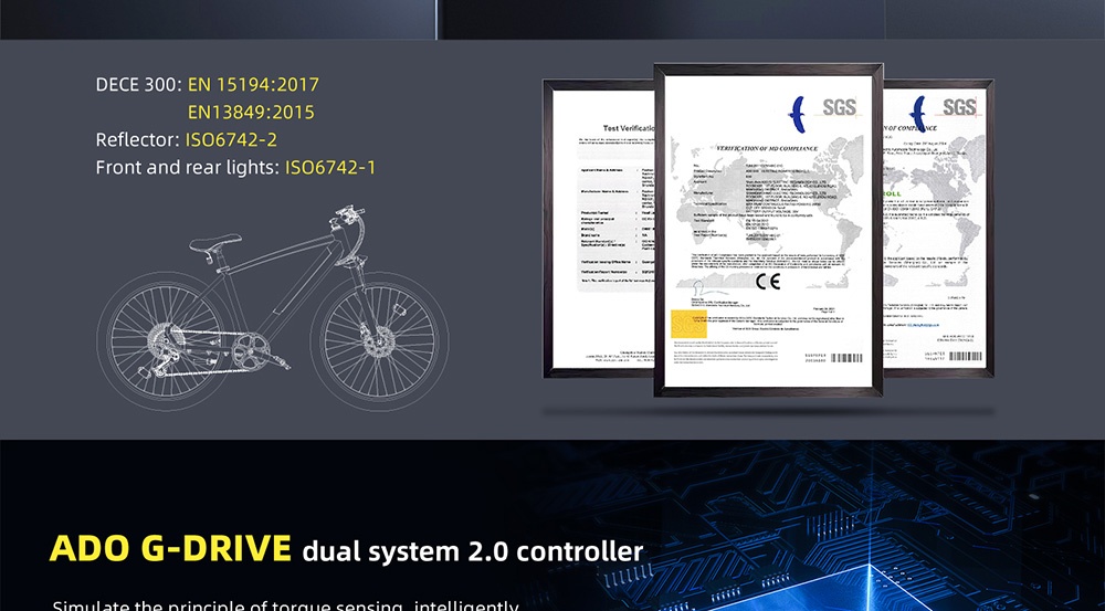 ADO D30 Electric Bicycle 250W Motor Max Speed 25km/h 36V 10.4AH 90km Max Range - Silver