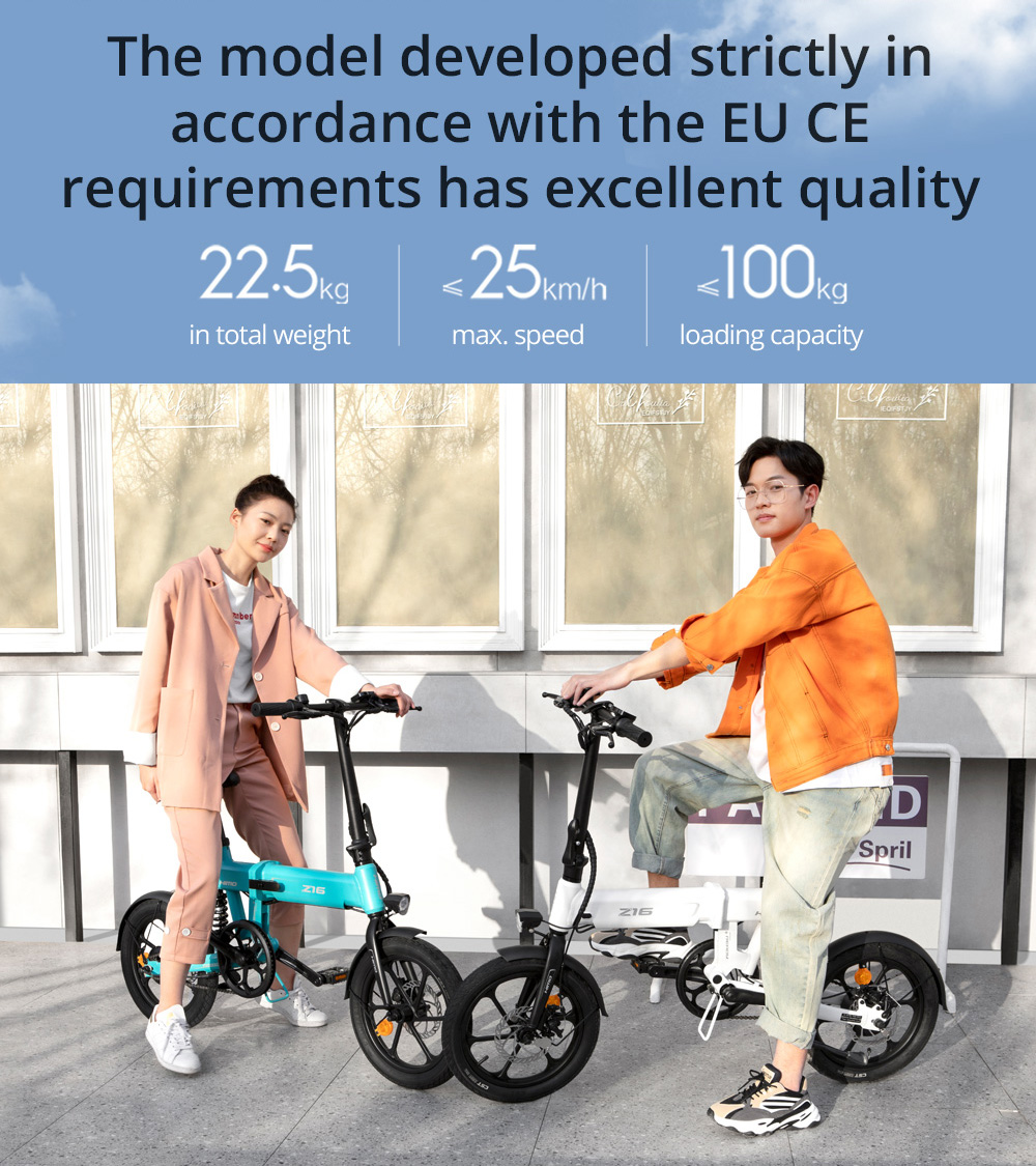 HIMO Z16 MAX Folding Electric Bicycle 16 Inch 250W Hall Brushless DC Motor Dual Disc Brake Up To 80km Range Max Speed 25km/h 10Ah Battery IPX7 Waterproof Smart Display - White 23 HIMO Z16 MAX Folding Electric Bicycle 16 Inch 250W Hall Brushless DC Motor Dual Disc Brake Up To 80km Range Max Speed 25km/h 10Ah Battery IPX7 Waterproof Smart Display - White