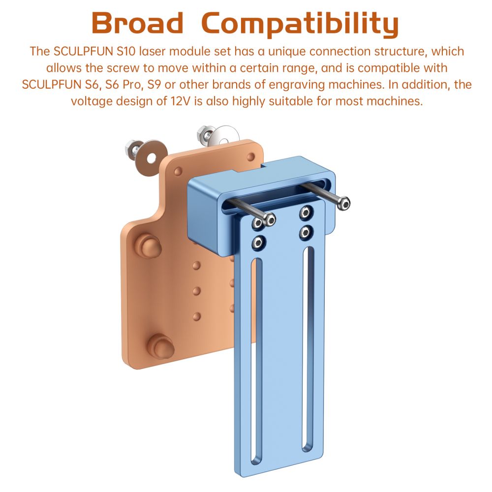 SCULPFUN S10 10W Laser Module Set Fixed Focus Head for Laser Engraver and Cutter with 0.08mm Ultra-Fine Compressed Spot