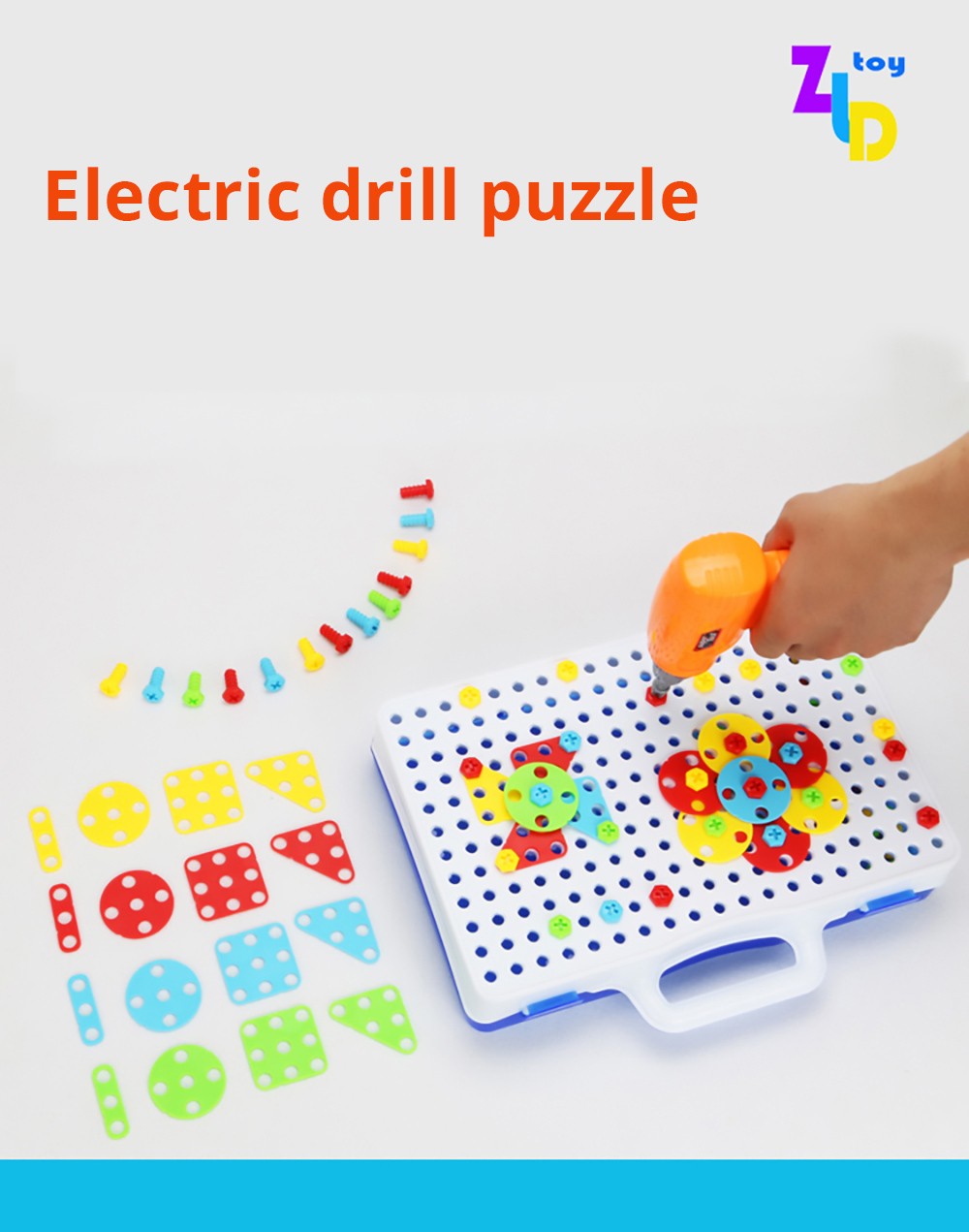 251 Pieces Creative Puzzle Toy with Electric Drill Screw Tool Set, DIY Construction Engineering  Building Blocks for Kid