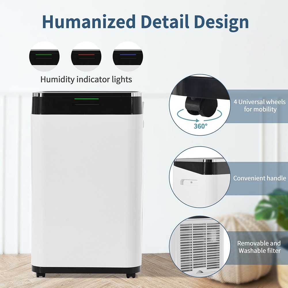 25L 3 in 1 Dehumidifier Air Purifier Tumble Dryer 24 Hours Timer LED Screen Casters and Handles