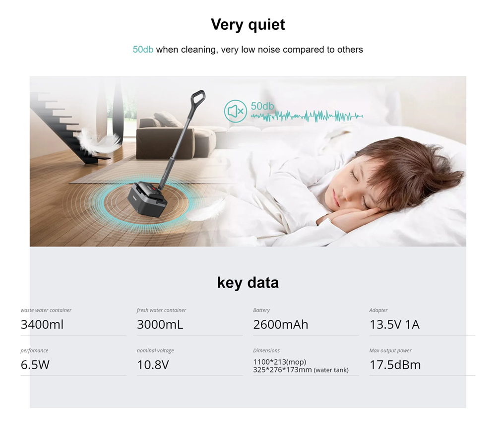 Tesvor V8 2600mAh Battery 2-in-1 Cordless Mop, with One-Button Cleaning Double Brushes and Low Noise