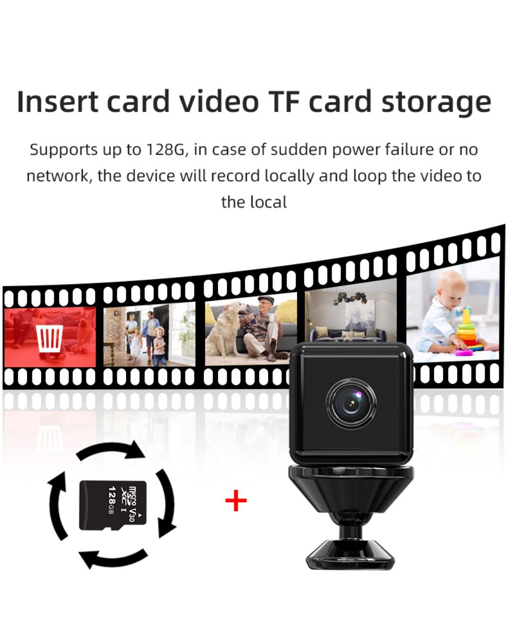 Mini Wireless Camera Real 1080P Wifi Camera Home Nanny Tiny Cam Baby with Night Vision Motion Cell Phone App Detection - Black