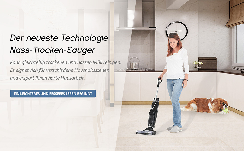 3 in 1 Cordless Wet and Dry Vacuum Cleaner Floor Cleaner with Two-tank System Two Brushes for Carpets and Hard Floors