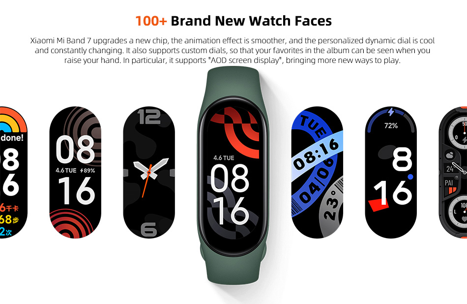 XIAOMI Smart Band 7 NFC Smart Bracelet Smart Wristband Watch AMOLED Screen Bracelet Fitness Tracker Heart Rate Monitor Blood Oxygen - Black