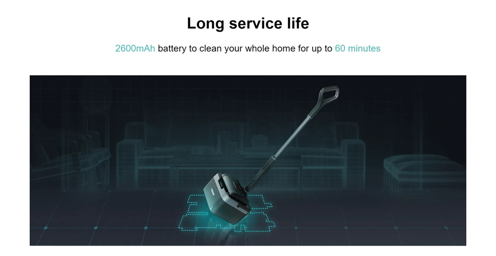 Tesvor V8 2600mAh Battery 2-in-1 Cordless Mop, with One-Button Cleaning Double Brushes and Low Noise