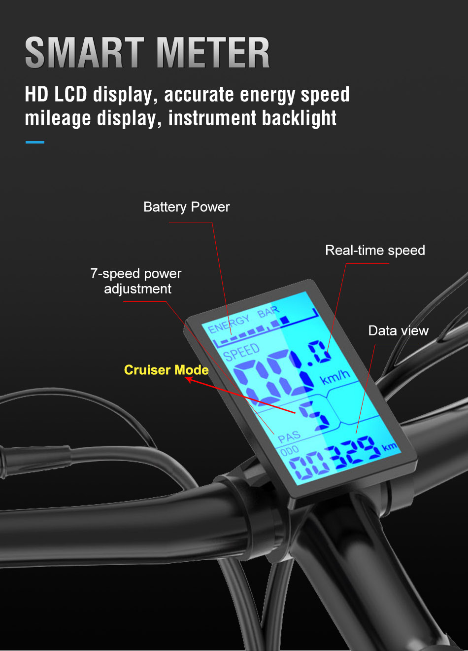 JANOBIKE H20 Electric Bicycle 48V 1000W Motor 9.6Ah Battery 20*4 Inch Tire Snow, Mountain, City Bike - Black