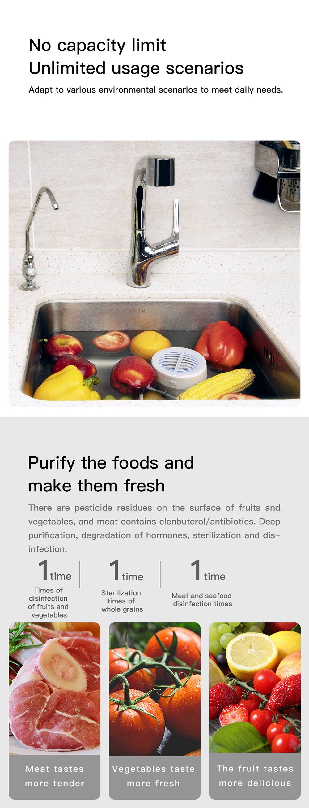 Xiaoda Portable Fruit Vegetable Washing Machine IPX7 Waterproof Rechargable Remove Reside Purifier Pwerful Removal