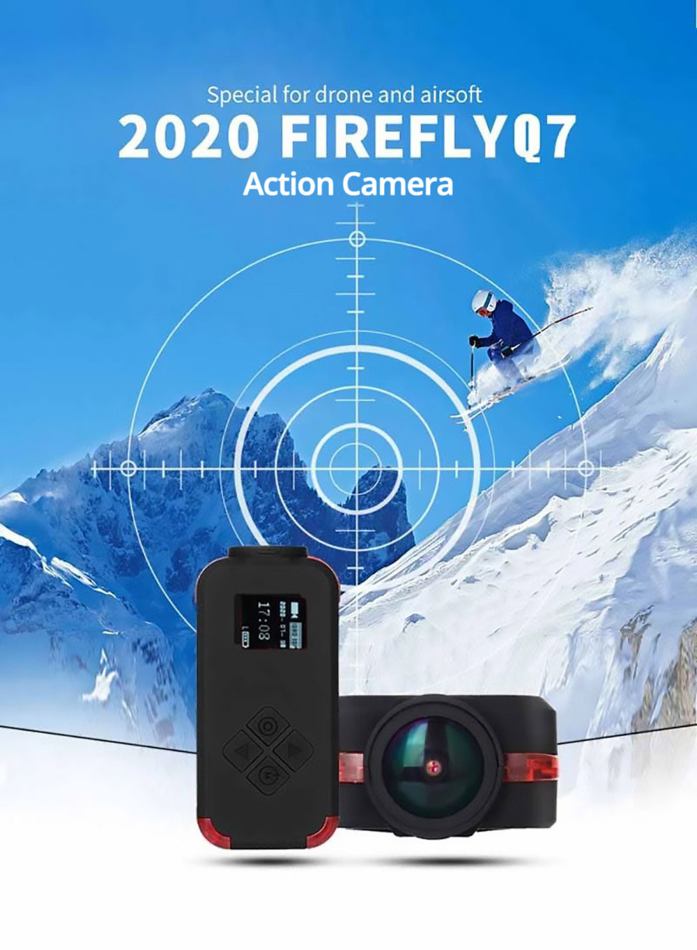 Hawkeye Firefly Q7 120 Degree Wide Angle 1080P 30FPS HD Mini WiFi FPV Action Sport Camera Aerial Camcorder - Black