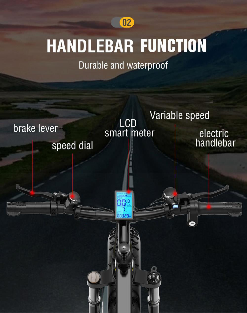 JANOBIKE E26 Electric Bicycle 48V 1000W Motor 16Ah Battery 26 Inch Tire Snow, Mountain, City Bike - Black