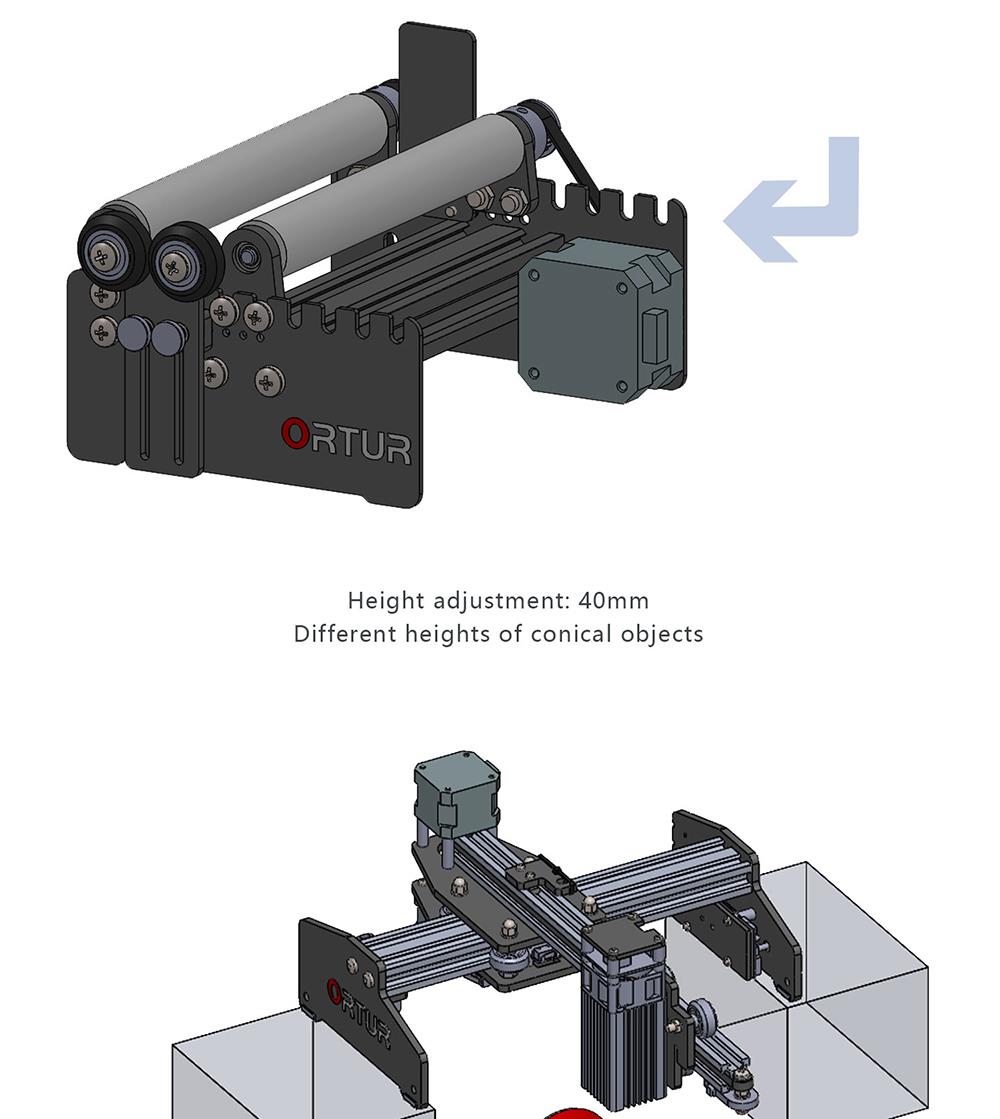 ORTUR Laser Engraving Y-axis Rotary Roller Ortur-YRR Laser Master Part to Engrave on Cans, Eggs, Cylinders