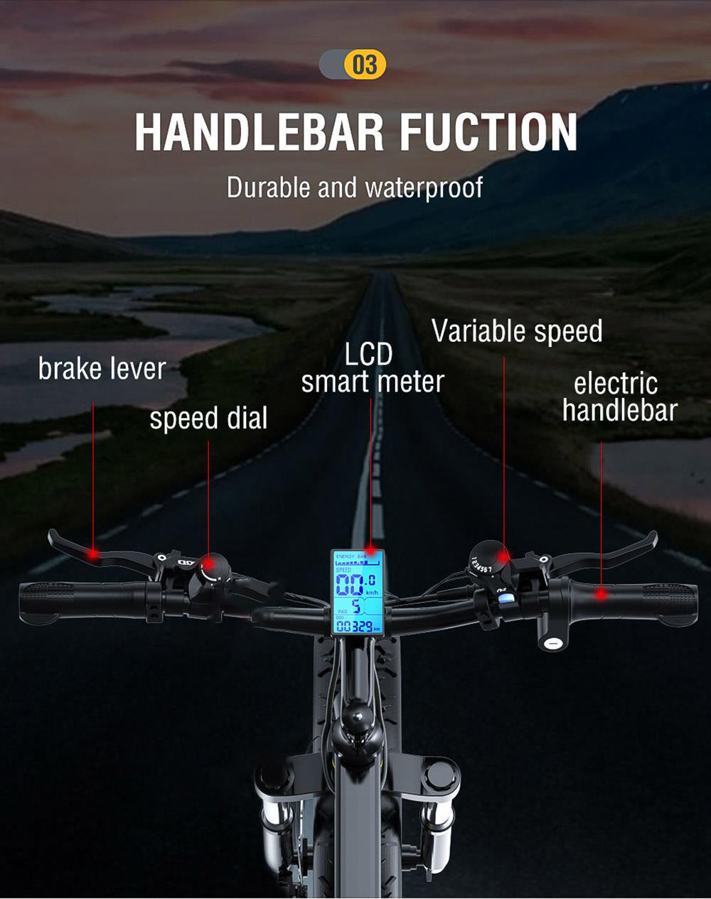 JANOBIKE H26 Electric Bicycle 48V 1000W Motor 12.8Ah Battery 26 Inch Fat Tire Snow, Mountain, City Bike - Black