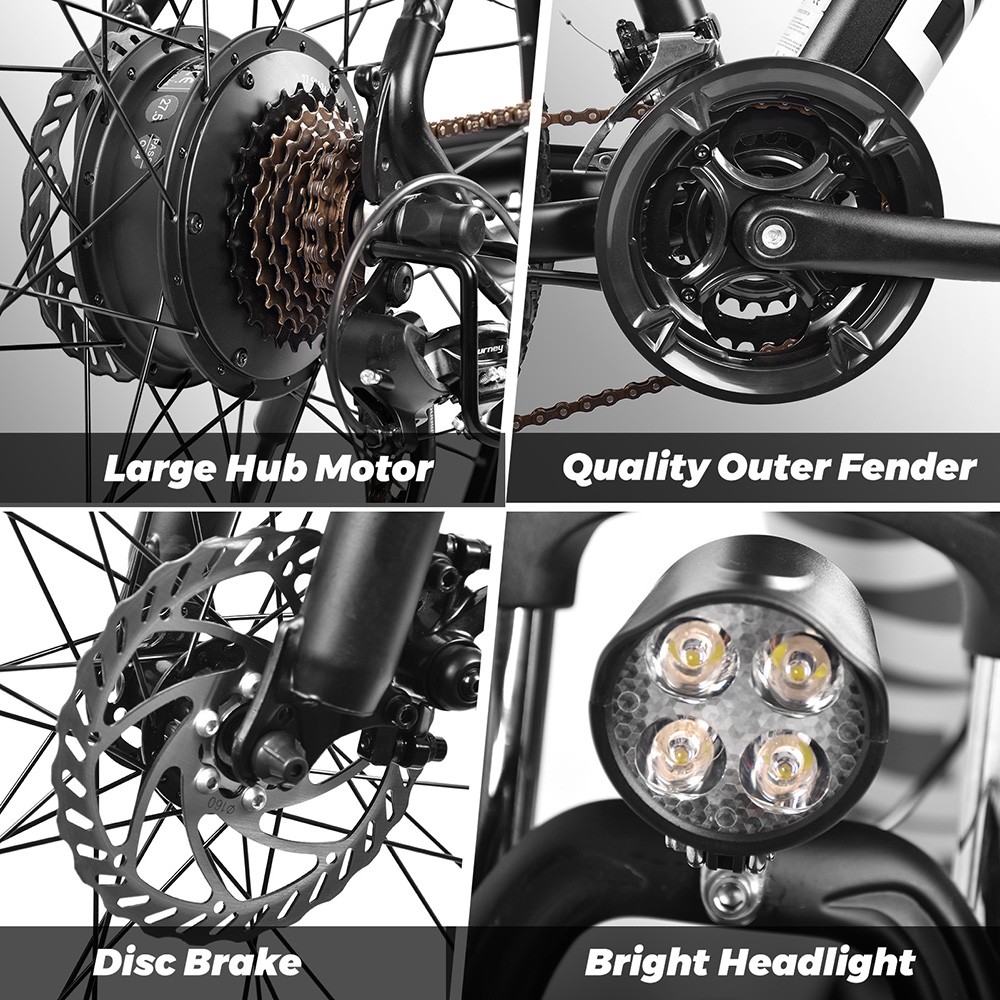 KAISDA K4 27.5 inch Electric Moped Folding Bike 350W Motor SHIMANO 21-Speeds Derailleur LCD Display 10.4Ah Battery Max Speed 32km/h Aluminum alloy Frame - Black