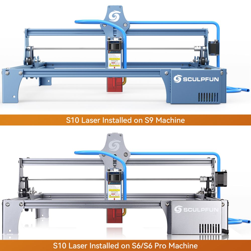 SCULPFUN S10 10-W-Lasermodul-Set mit festem Fokuskopf für Lasergravierer und -schneider mit 0,08 mm ultrafeinem komprimiertem Punkt