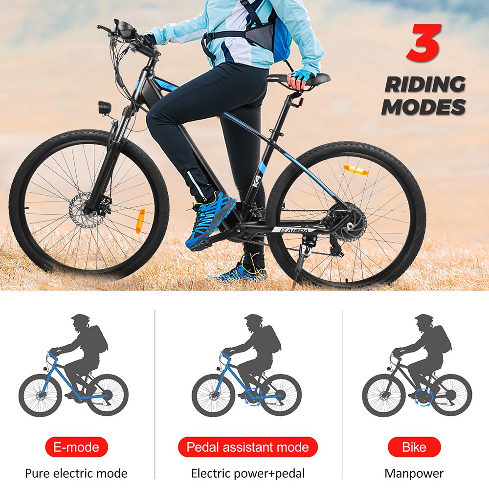KAISDA K4 27.5 inch Electric Moped Folding Bike 350W Motor SHIMANO 21-Speeds Derailleur LCD Display 10.4Ah Battery Max Speed 32km/h Aluminum alloy Frame - Black