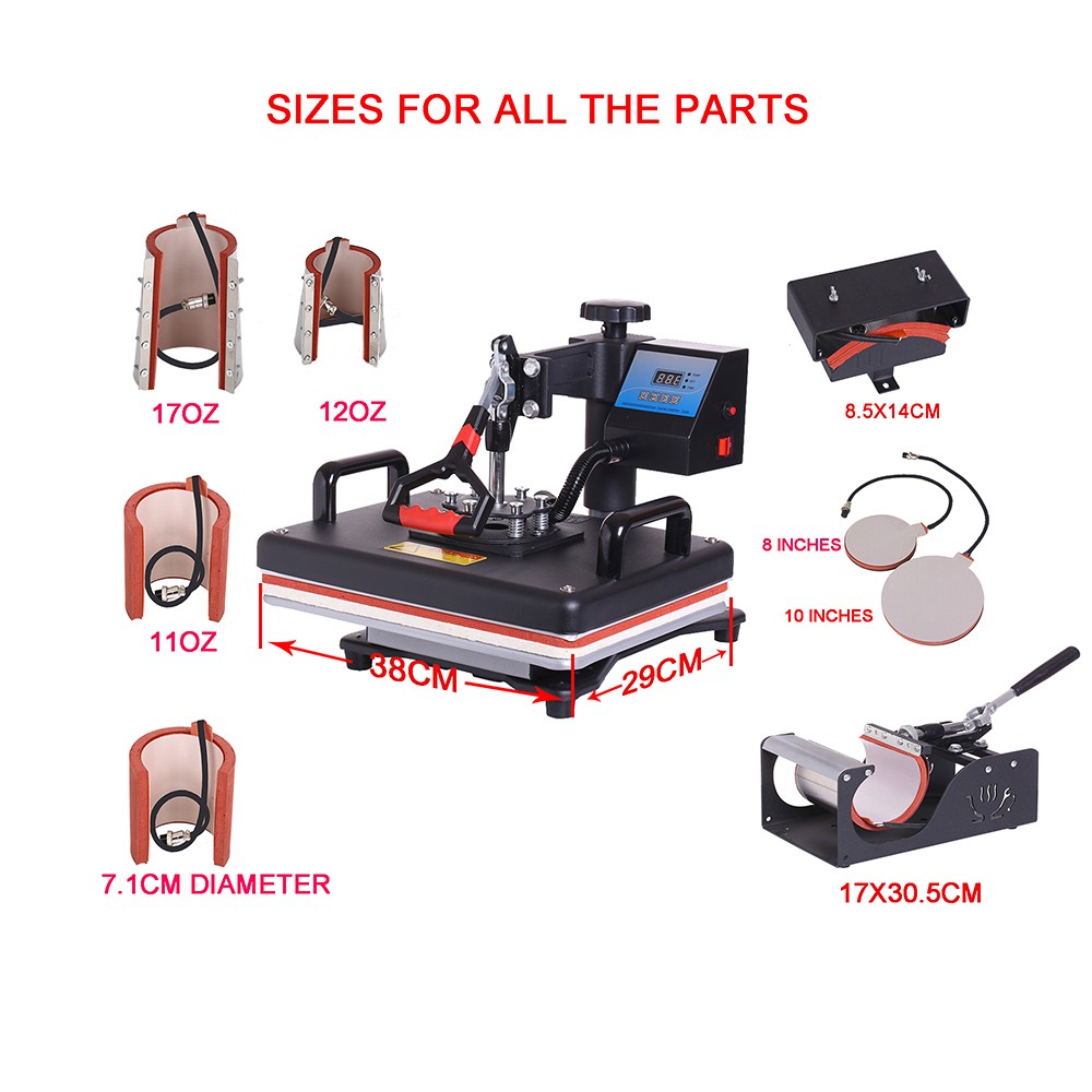 8 in 1 Combo Heat Press Machine Sublimačná tlačiareň 2D Heat Transfer Machine for Cap Mug Plate T-shirts