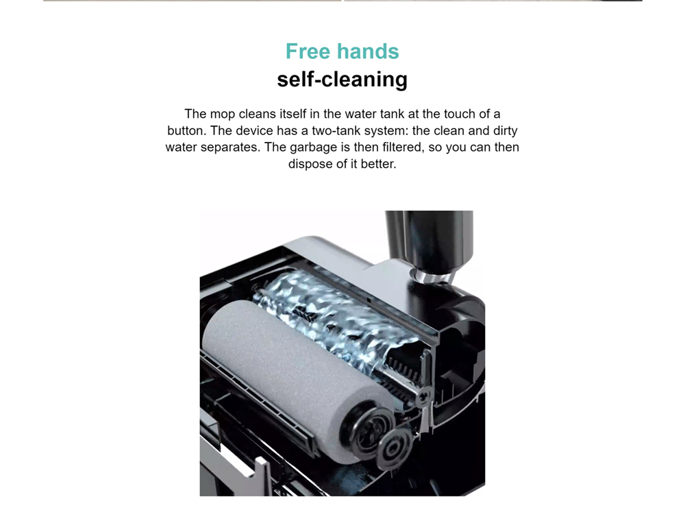 Tesvor V8 2600mAh Battery 2-in-1 Cordless Mop, with One-Button Cleaning Double Brushes and Low Noise