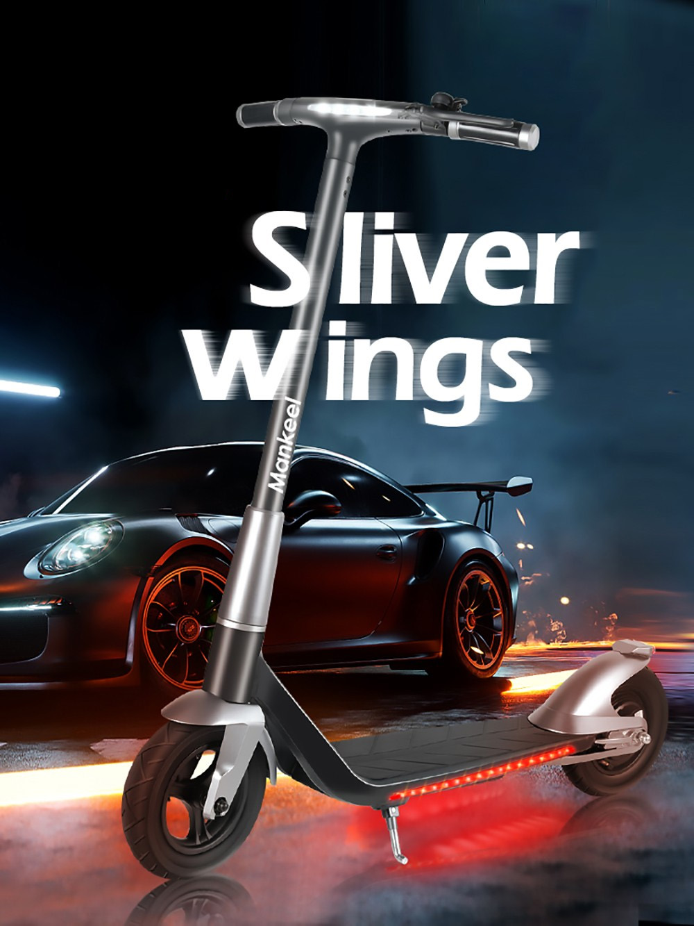 Mankeel Silver Wings Electric Scooter 10'' Tires 9Ah Battery 35km Range 120kg Max Load
