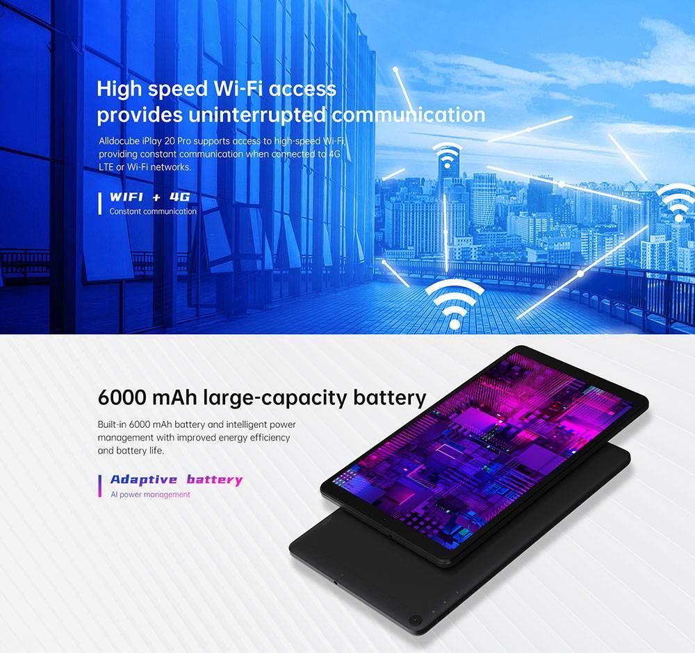 ALLDOCUBE iPlay20 Pro 10.1 inch Full HD Tablet UNISOC SC9863A A55 Octa Core 6GB RAM 128GB ROM Android 10.0 4G LTE