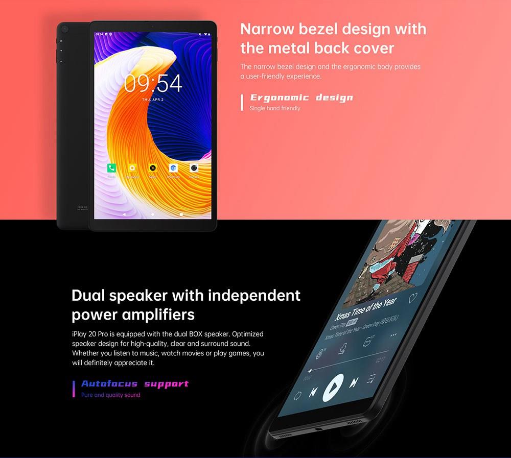 ALLDOCUBE iPlay20 Pro 10.1 inch Full HD Tablet UNISOC SC9863A A55 Octa Core 6GB RAM 128GB ROM Android 10.0 4G LTE