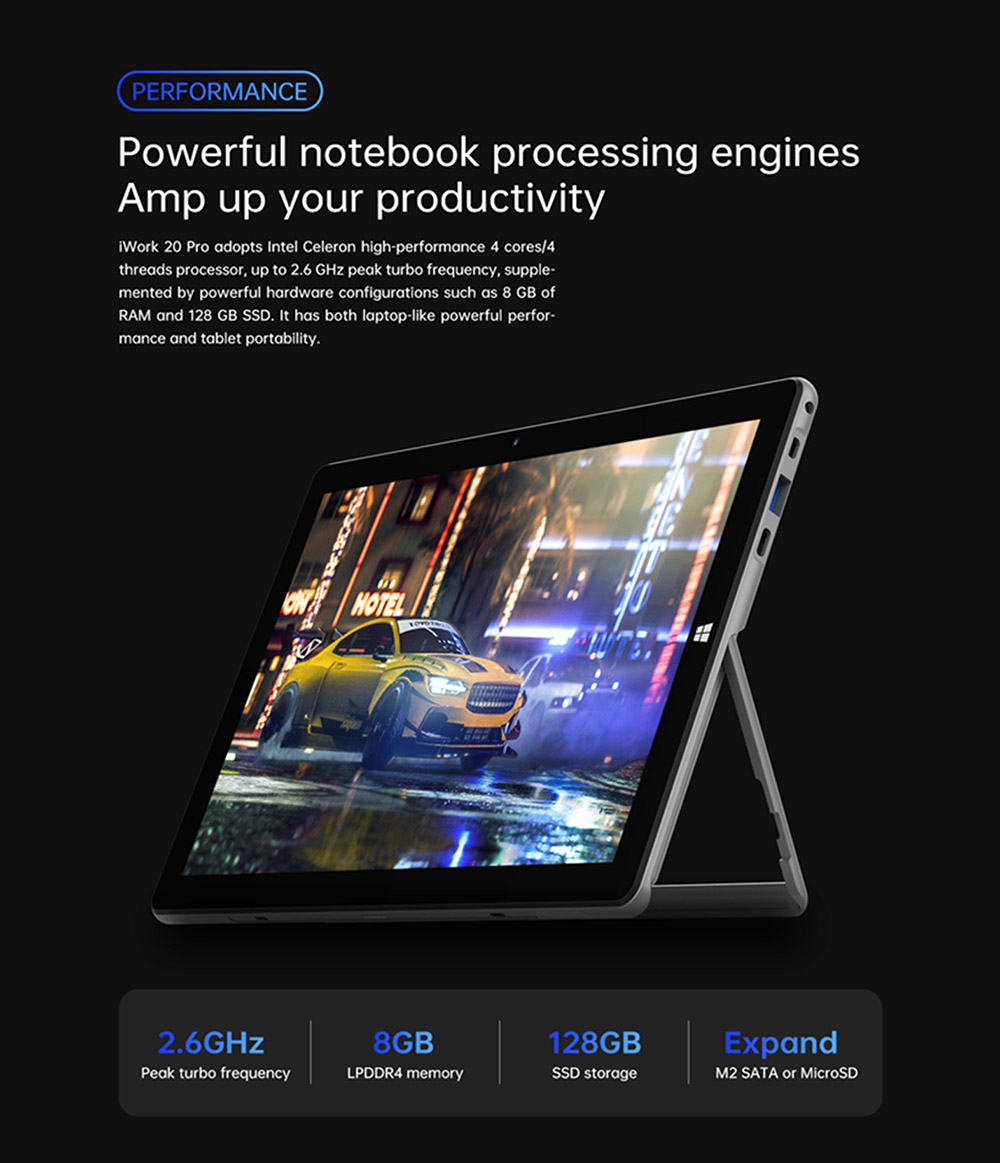 ALLDOCUBE iWork 20 Pro Tablet PC 10.5'' IPS Screen Intel N4120 8GB RAM 128GB ROM Support 4K Video Windows 10- US Plug