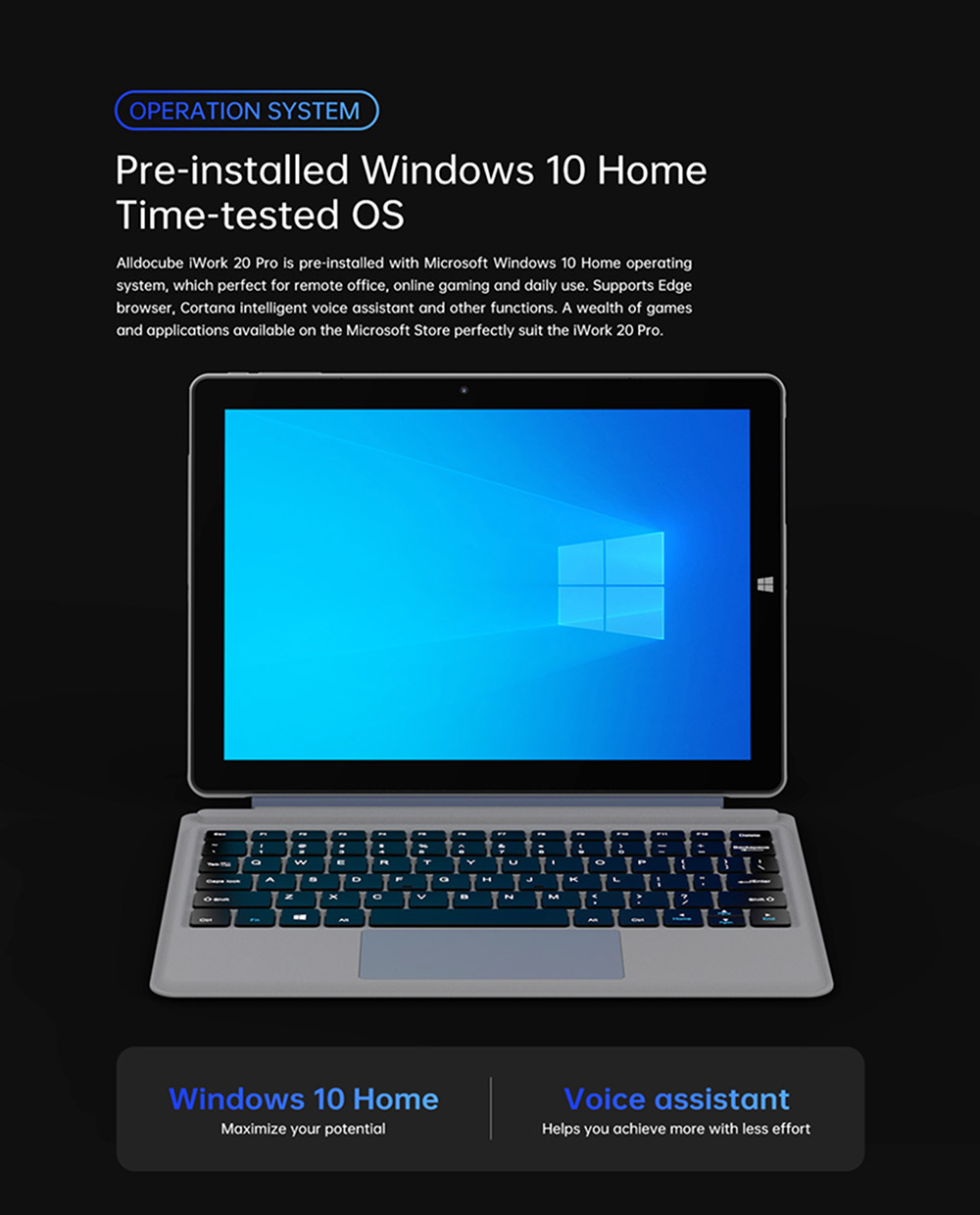 ALLDOCUBE iWork 20 Pro Tablet PC 10.5'' IPS Screen Intel N4120 8GB RAM 128GB ROM Support 4K Video Windows 10- US Plug