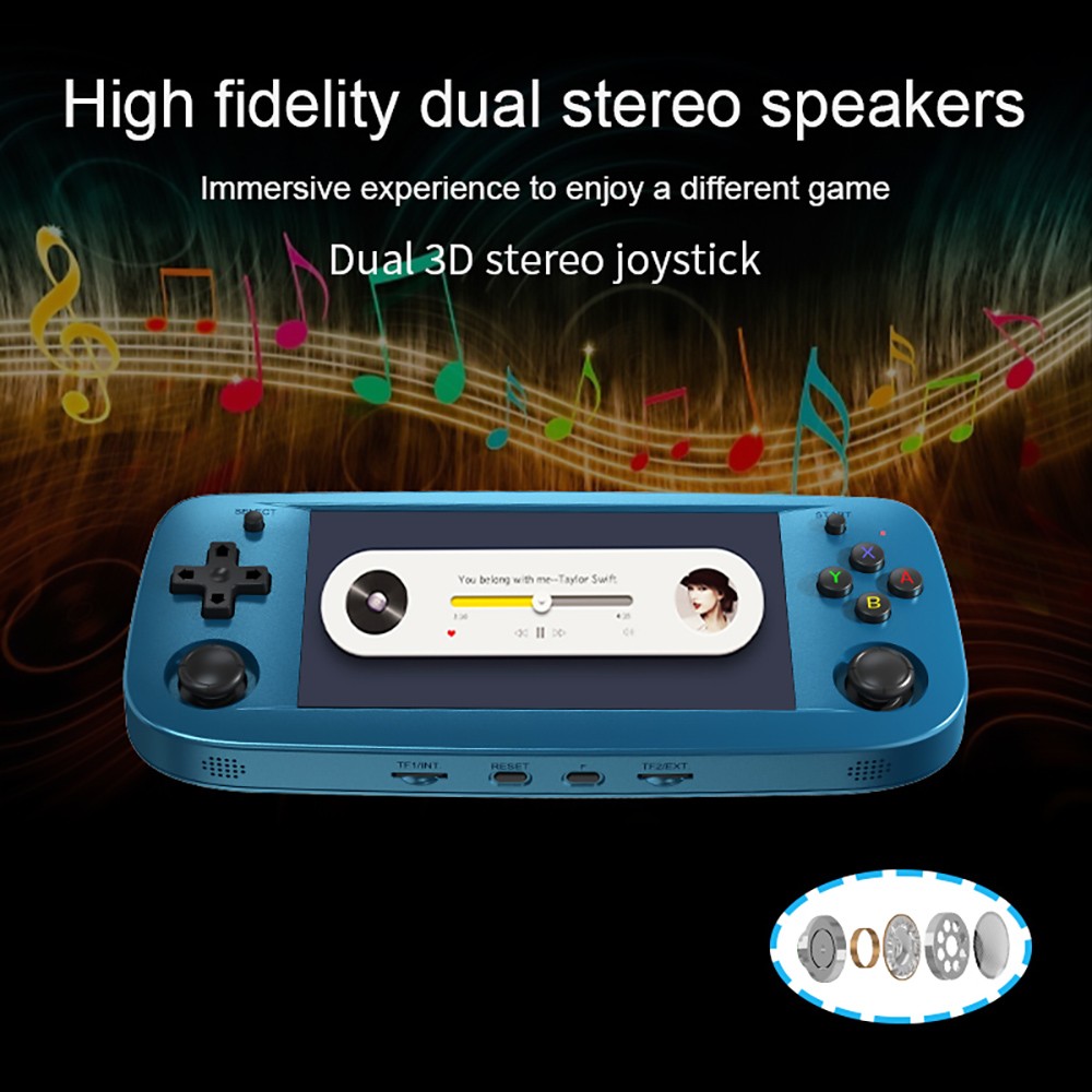 ANBERNIC RG503 Portable Game Console 16+64GB 4.95'' OLED Screen 4000 Games Retro WiFi Bluetooth Linux System - Blue