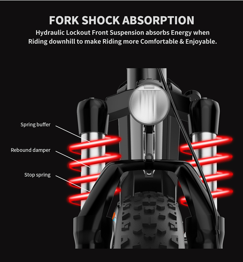 AOSTIRMOTOR S05-1 Electric Bike 26*2.5'' Fat Tire 48V 15Ah Removable Battery 500W Motor Mountain Bicycle