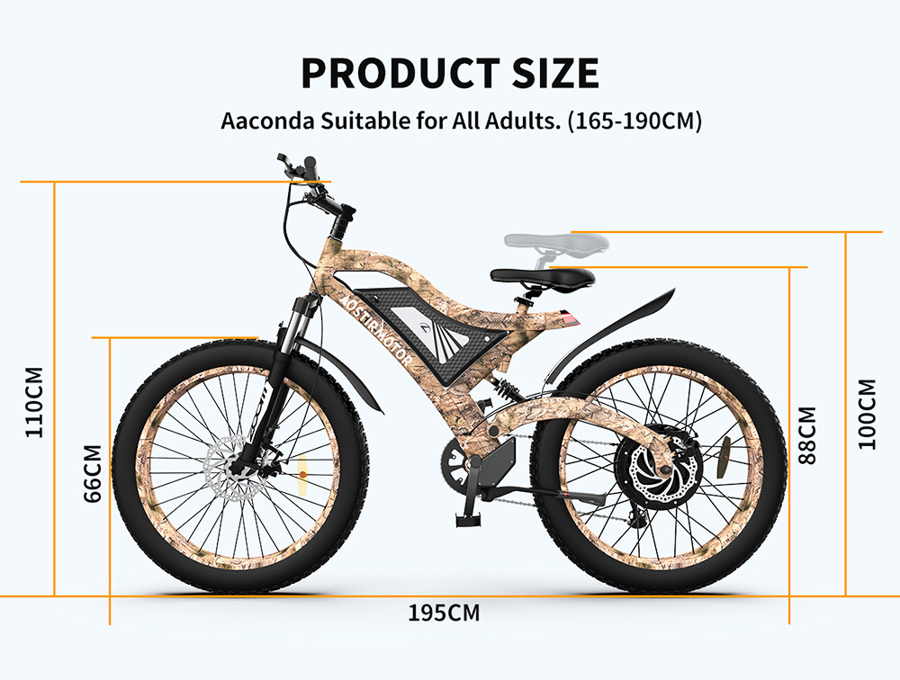 AOSTIRMOTOR S18 1500W Electric Bike 26*4.0'' Fat Tire 48V 15Ah Battery 50km/h Max Speed 7 Speed Shimano Gear