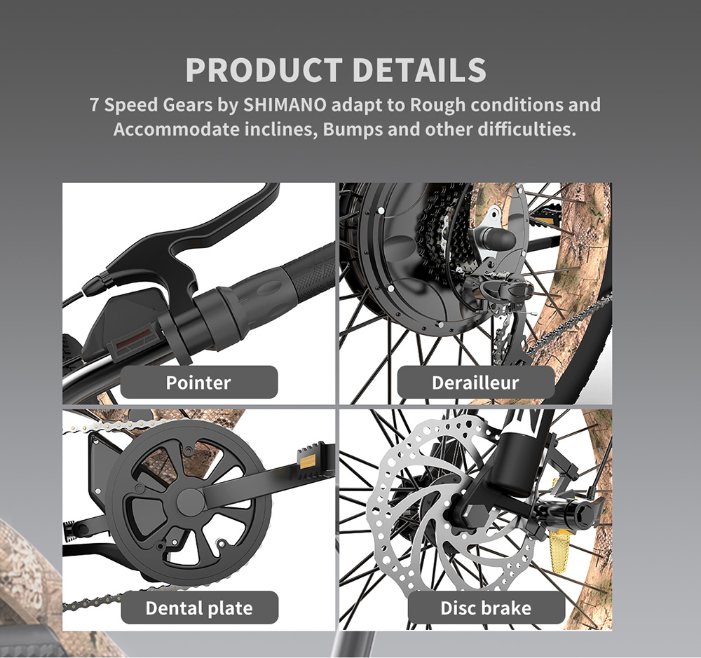 AOSTIRMOTOR S18 1500W Electric Bike 26*4.0'' Fat Tire 48V 15Ah Battery 50km/h Max Speed 7 Speed Shimano Gear