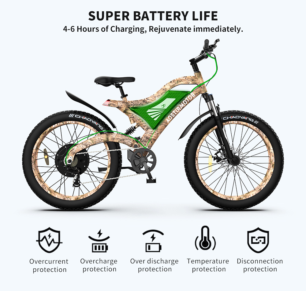 AOSTIRMOTOR S18 1500W Electric Bike 26*4.0'' Fat Tire 48V 15Ah Battery 50km/h Max Speed 7 Speed Shimano Gear