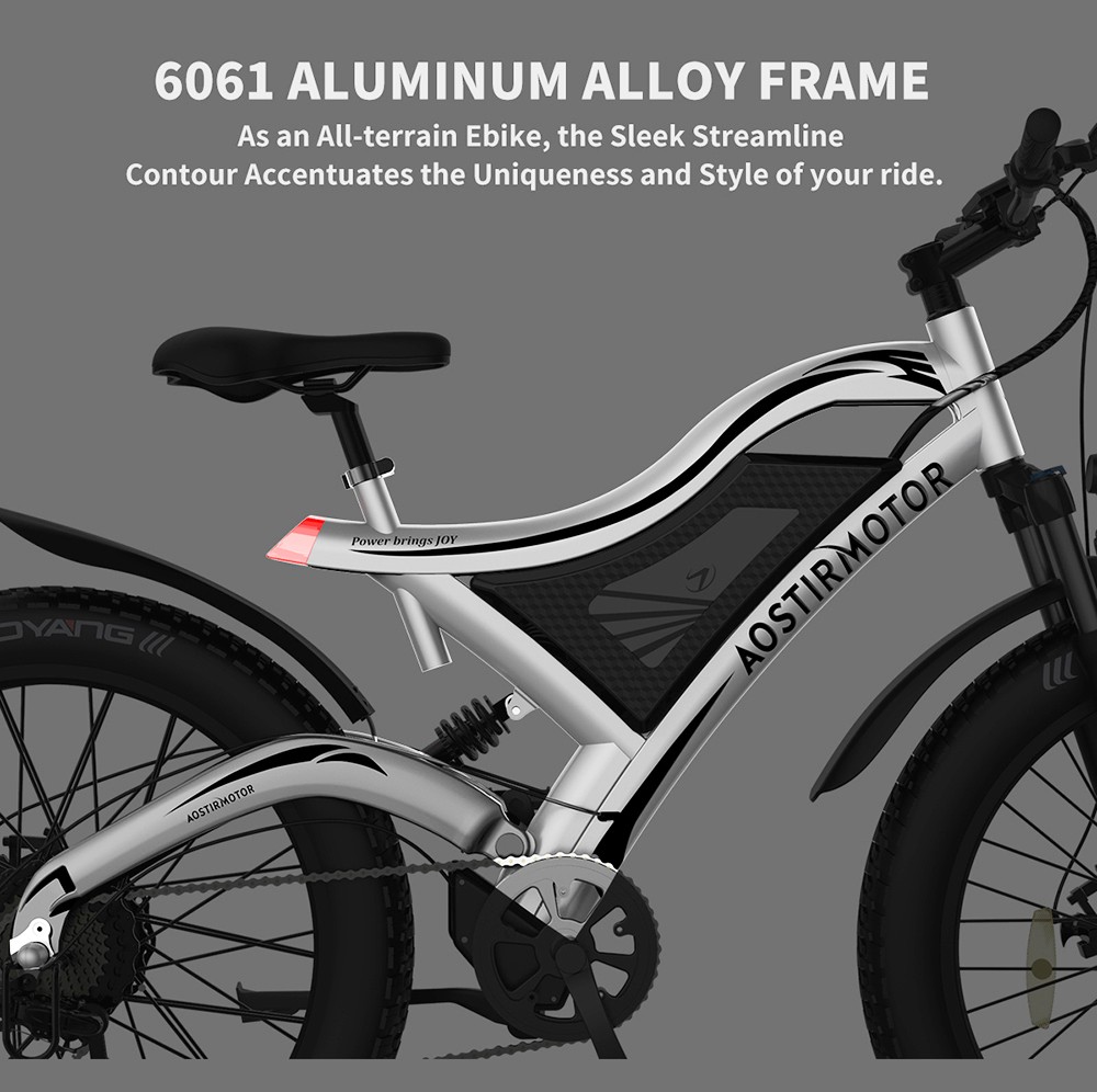 AOSTIRMOTOR S18 750W Electric Bike 26*4.0'' Fat Tire 48V 15Ah Battery 45km/h Max Speed 7 Speed Shimano Gear All Terrain