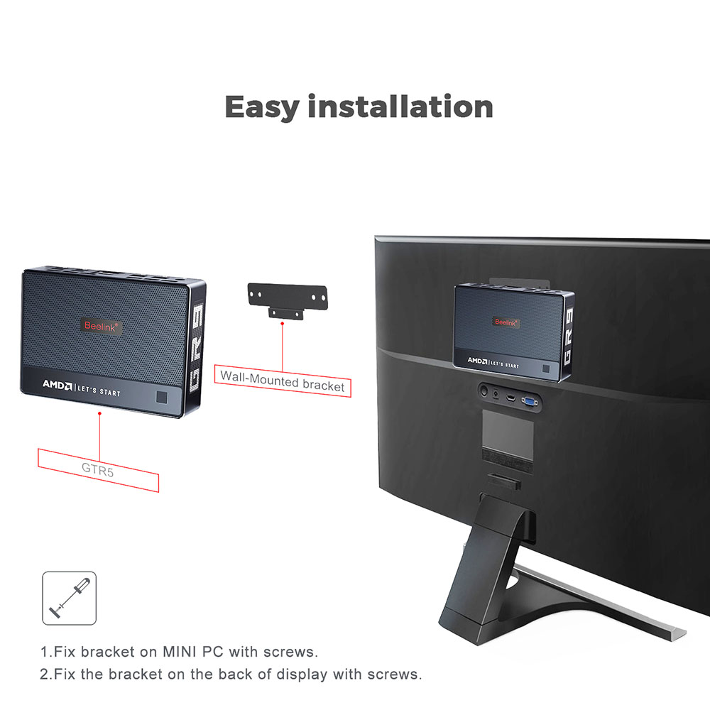 Beelink GTR5 MINI PC AMD Ryzen9 5900HX Octa Core 64GB RAM 1TB SSD HDMI DP 2.5G RJ45*2 Type-C Windows 11 WiFi 6E