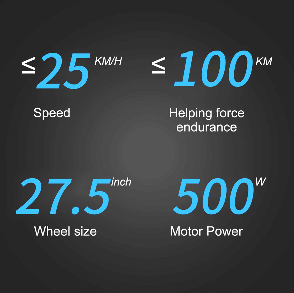 Bezior M1 Pro Electric Moped Bike 500W Motor 100km Range 12.5Ah Battery 27.5*2.25'' Wheels 25km/h Max Speed - White